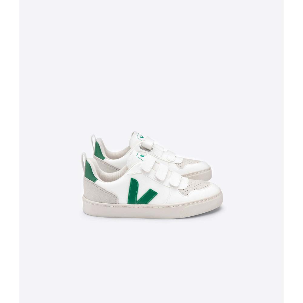 Veja V-10 CWL Kids\' Sneakers White/Green | NZ 862OKI